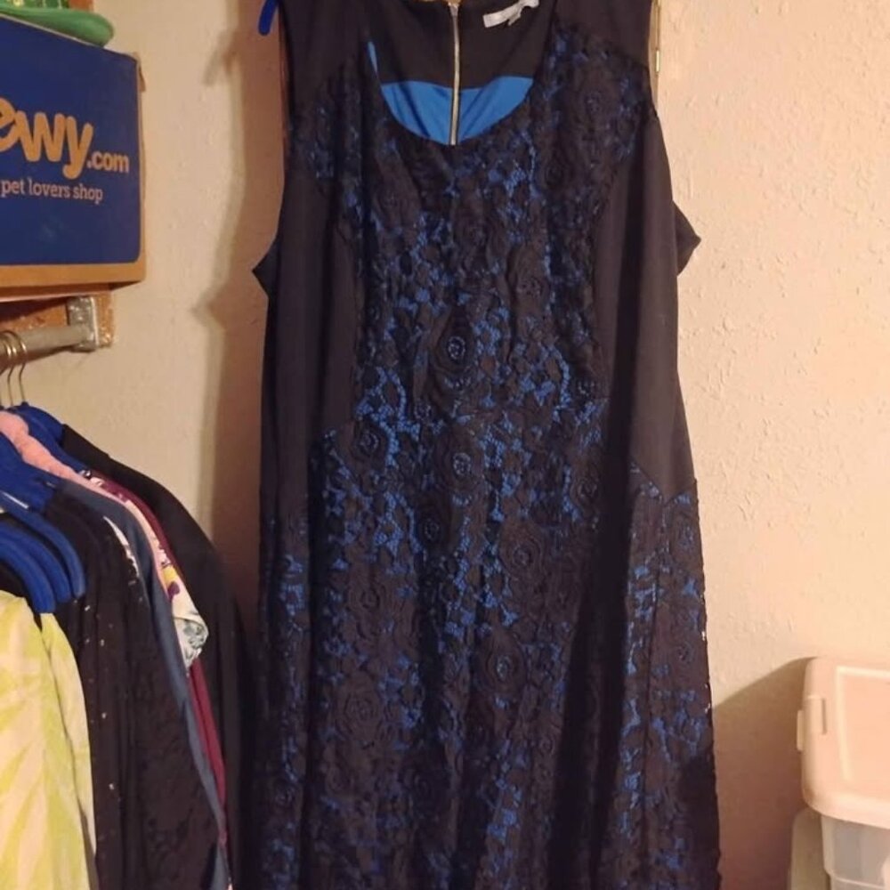 Black and Blue Lace Dress